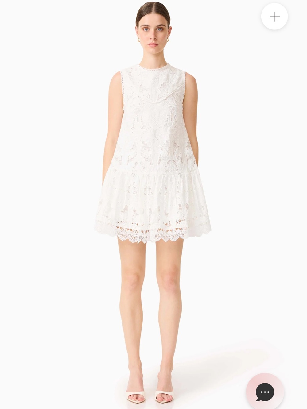 elliatt giovanna white broderie high neck lace shift mini dress size small NEW